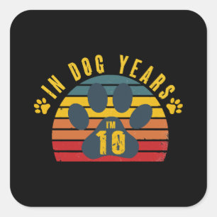 Pegatina Cuadrada 10 en años de perro