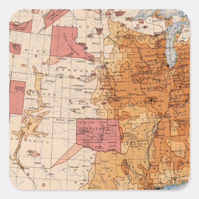 Pegatina Cuadrada 10 Población 1870 (Anverso)