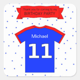 Pegatina Cuadrada 11ª fiesta de cumpleaños Nombre personalizado y te