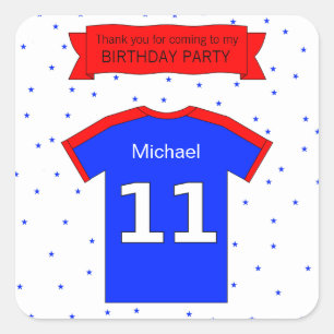 Pegatina Cuadrada 11ª fiesta de cumpleaños Nombre personalizado y te