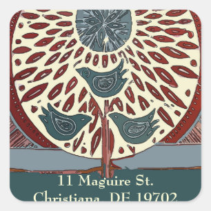 Pegatina Cuadrada 11 Maguire Resumen Aves Azules