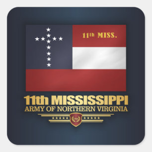 Pegatina Cuadrada 11mo Infantería de Mississippi