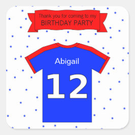 Pegatina Cuadrada 12ª fiesta de cumpleaños gracias nombre personaliz