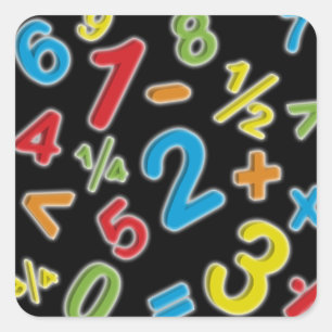 Pegatina Cuadrada 123 Números Matemáticas