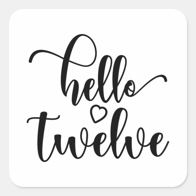 Pegatina Cuadrada 12.ª Chica de cumpleaños Hola 12 a 12 años (Anverso)
