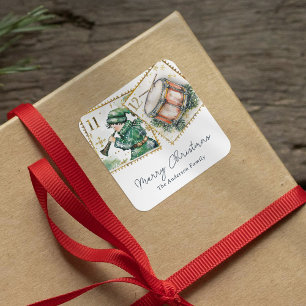 Pegatina Cuadrada 12 días de feriado de Navidades