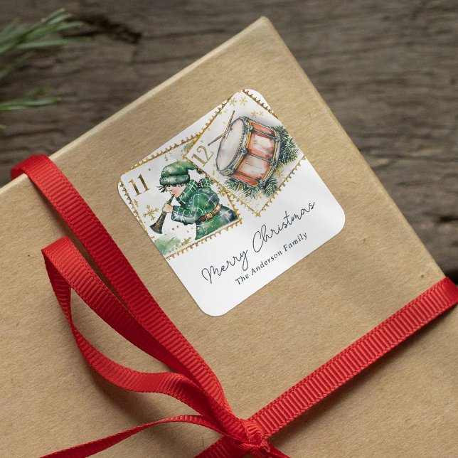 Pegatina Cuadrada 12 días de feriado de Navidades (Subido por el creador)