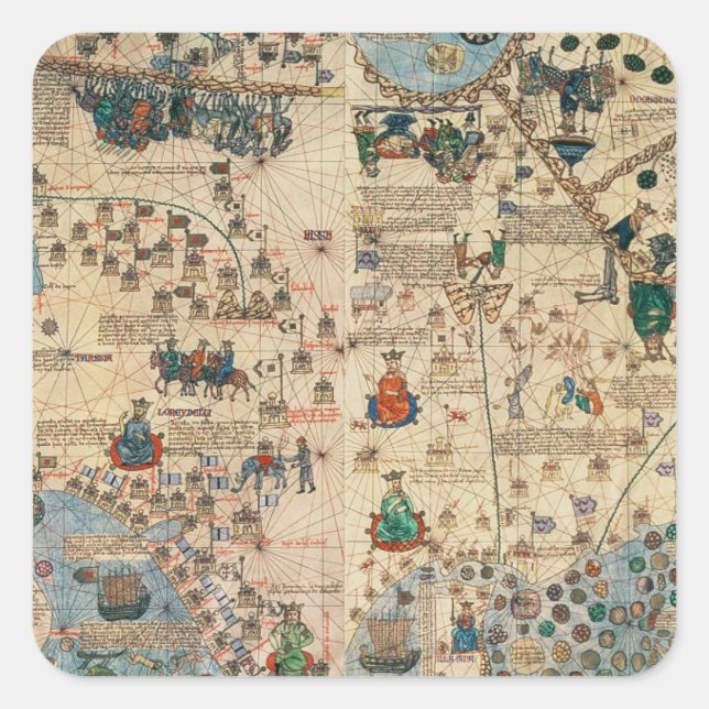 Pegatina Cuadrada 131-0058260/1 Atlas catalán: Detalle de Asia, por  (Anverso)