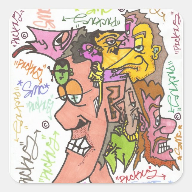 Pegatina Cuadrada 13 mejoras cuadradas (Anverso)