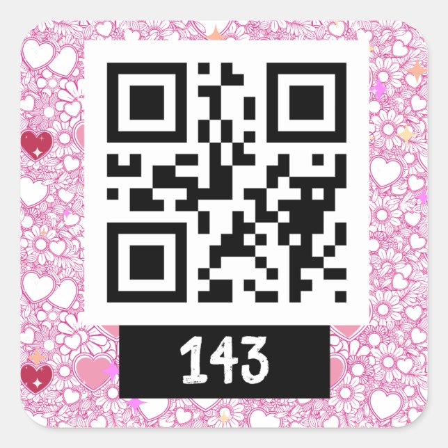 Pegatina Cuadrada 143 mensaje secreto de código QR, diga que lo desc (Anverso)
