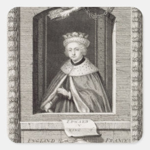 Pegatina Cuadrada 1470-83) reyes de Edward V (de Inglaterra en 1483,
