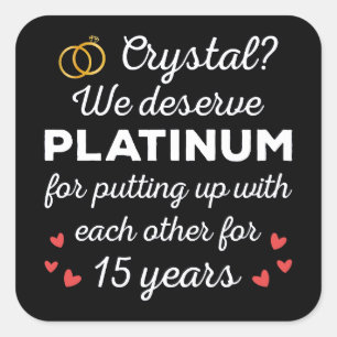 Pegatina Cuadrada 15 Aniversario Boda I - Pareja de Crystal Funny