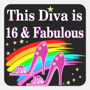 PEGATINA CUADRADA 16.ª REINA DE ZAPATOS ROJOS