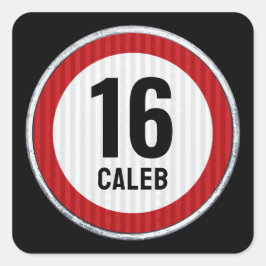 Pegatina Cuadrada 16th Birthday Speed Limit 
