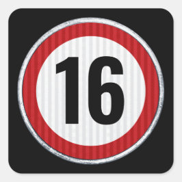 Pegatina Cuadrada 16th Birthday Speed Limit 