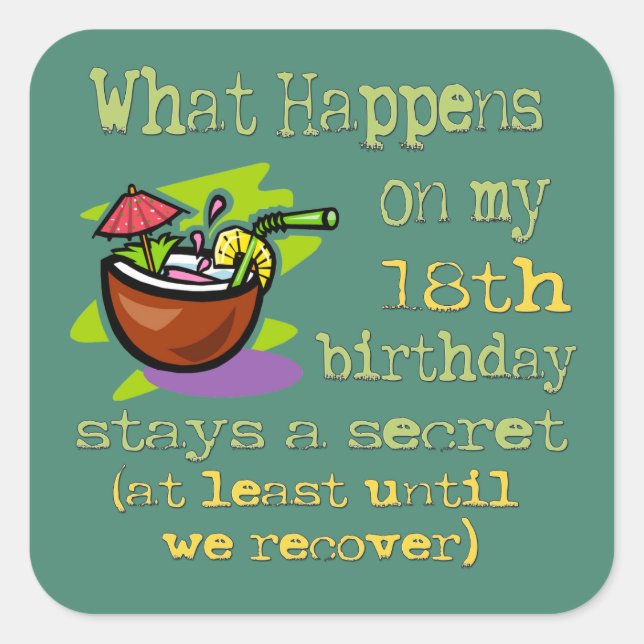 Pegatina Cuadrada 18.ª fiesta de cumpleaños (Anverso)