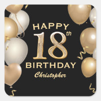 18.ª fiesta de cumpleaños Globos de oro y negro