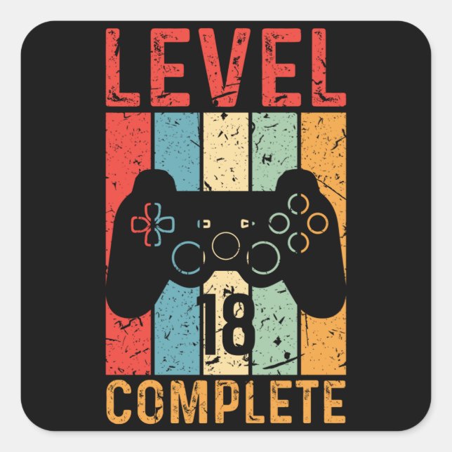 Pegatina Cuadrada 18.º Regalo de cumpleaños Niños Nivel 18 2003 (Anverso)