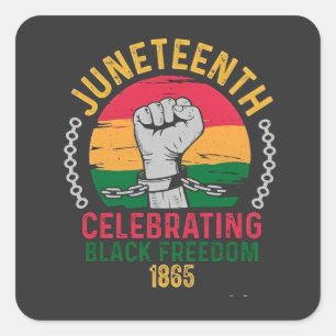 Pegatina Cuadrada 18 de junio celebrando la libertad negra 1865