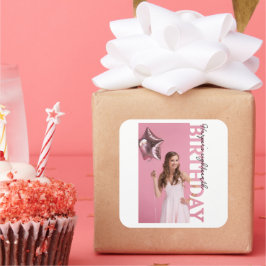 Pegatina Cuadrada 18th Birthday Photo college Party favor