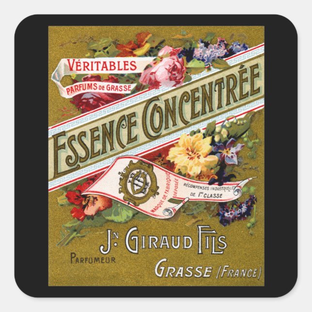 Pegatina Cuadrada 1915 Essence Concentree perfume francés (Anverso)