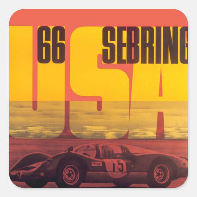 Pegatina Cuadrada 1966 12 horas de Sebring (Anverso)