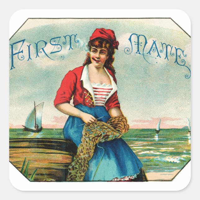 Pegatina Cuadrada 19.º C. Cigarros primarios (Anverso)