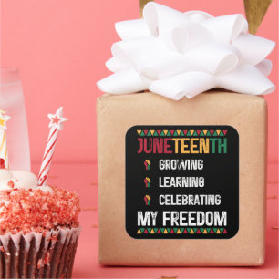 Pegatina Cuadrada 19 de junio, el aprendizaje creciente celebra mi l