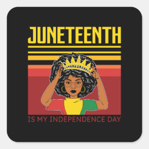 Pegatina Cuadrada 19 de junio   Independencia   Mujer africana