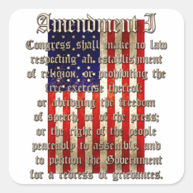 Pegatina Cuadrada 1.ª enmienda (Anverso)