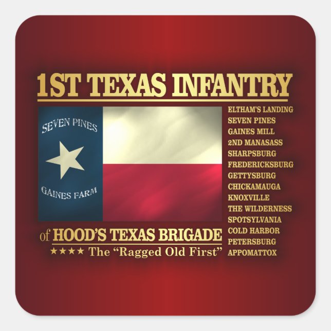 Pegatina Cuadrada 1.ª Infantería de Texas (BA2) (Anverso)