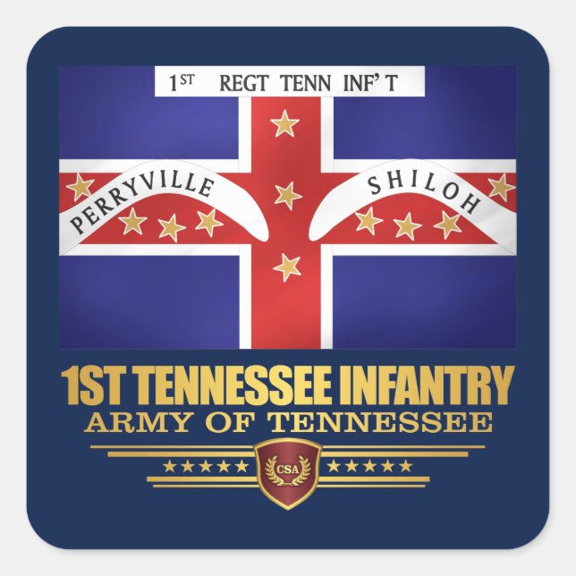 Pegatina Cuadrada 1.ª Infantería Tennessee (Anverso)