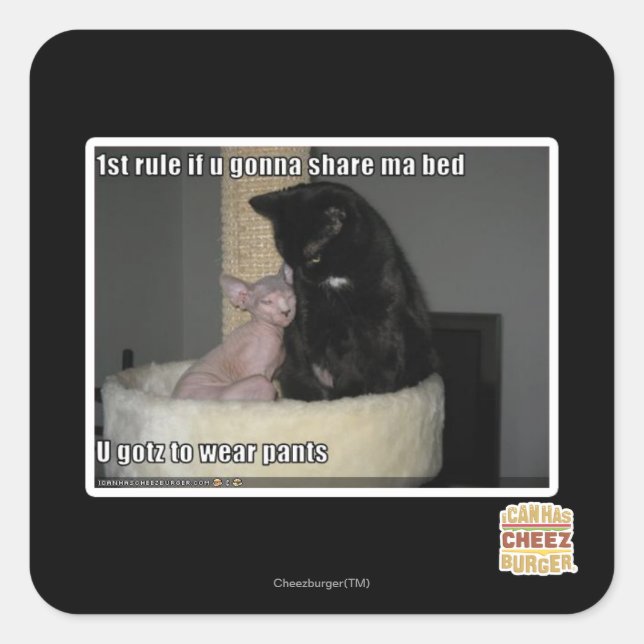 Pegatina Cuadrada 1.ª regla si vas a compartir la cama de mamáes (Anverso)