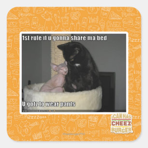 Pegatina Cuadrada 1.ª regla si vas a compartir la cama de mamáes