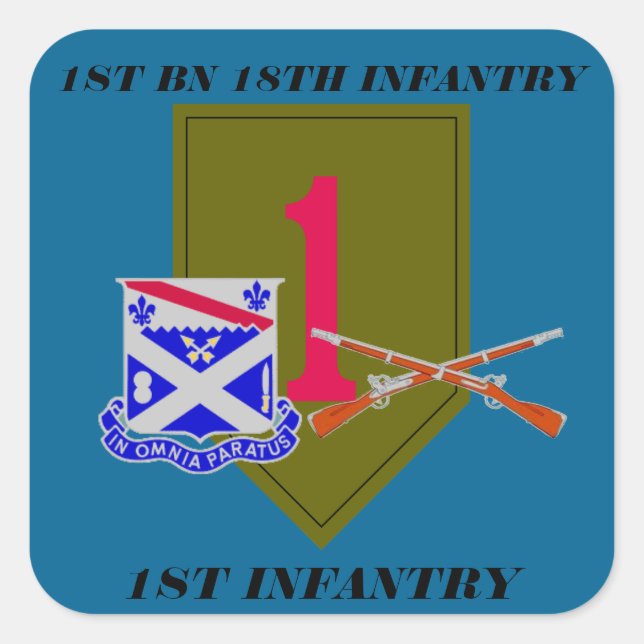 PEGATINA CUADRADA 1.ᵉʳ BATTALÓN 18ª INFANTERÍA PRIMEROS PEGATINAS DE (Anverso)