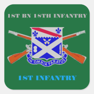 PEGATINA CUADRADA 1.ᵉʳ BATTALÓN 18ª INFANTERÍA PRIMEROS PEGATINAS DE
