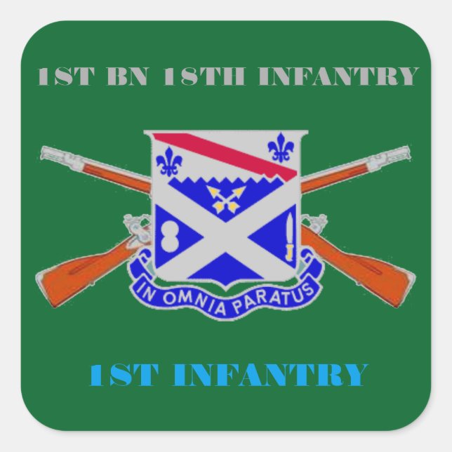PEGATINA CUADRADA 1.ᵉʳ BATTALÓN 18ª INFANTERÍA PRIMEROS PEGATINAS DE (Anverso)