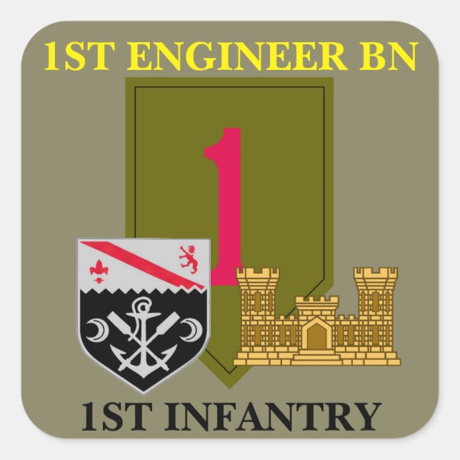 PEGATINA CUADRADA 1.ᵉʳ INGENIERO BN 1.ª INFANTERÍA PEGATINAS (Anverso)