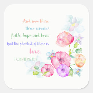 Pegatina Cuadrada 1 corintios 13:13 el amor es el más grande