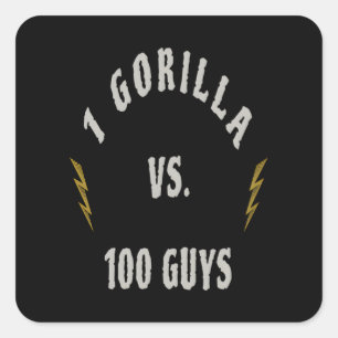 Pegatina Cuadrada 1 Gorila vs. 100 Hombres