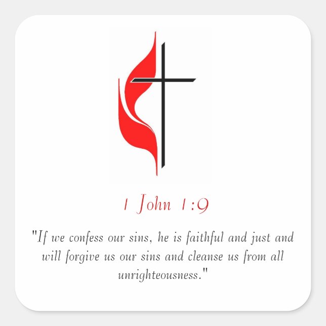 Pegatina Cuadrada 1 Juan 1:9 (Anverso)