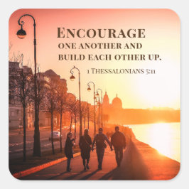 Pegatina Cuadrada 1 Tesalónica 5:11 Alentarse mutuamente