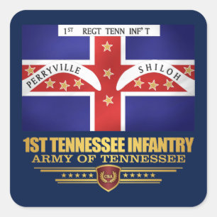 Pegatina Cuadrada 1r Infantería de Tennessee