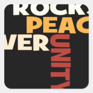 Pegatina Cuadrada 2014 Love Rocks Peace Art Print