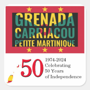 Pegatina Cuadrada 2024 GRENADA 50º Aniversario de la Independencia