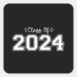 Pegatina Cuadrada 2024 personas de edad, clase de 2024 Graduación