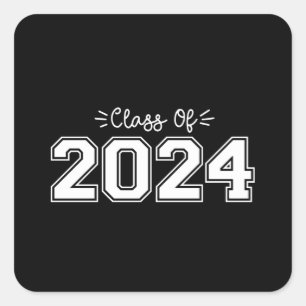 Pegatina Cuadrada 2024 personas de edad, clase de 2024 Graduación