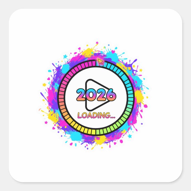 Pegatina Cuadrada 2026 Loading... Progress Bar Sticker (Anverso)