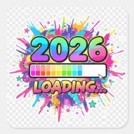 Pegatina Cuadrada 2026 Loading... Progress Bar Sticker