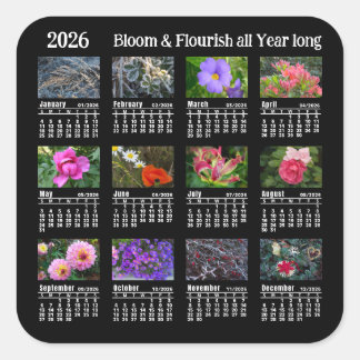 Pegatina Cuadrada 2026 SU Calendar Flower black Custom Vinyl Sticker